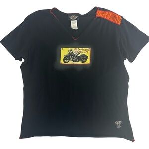 Harley Davidson Motorcycles VINTAGE Women's Shirt XL Short Sleeve Studded